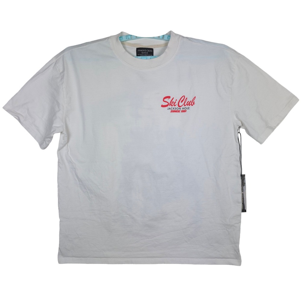 Diamond Cross Ranch Shirt Large Jackson Hole Ski Club Since 1981 White NWT